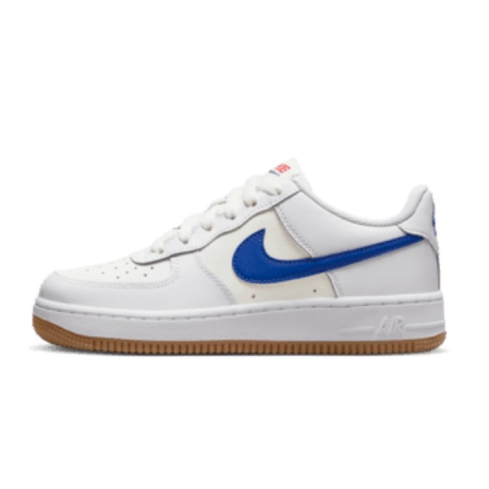 White and Blue Nike Air Force 1 Big Kids' Shoes